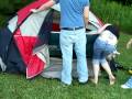 Mattress squeezes into tent! Hilarious!