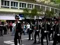 the rifle drill platoon from the king's guard of norway marching past in basle before their evening performance at the tattoo.

(basel tattoo 2008)