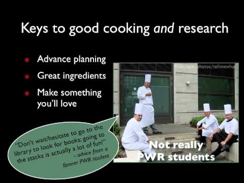 research - A video I use for Information Literacy type classes, comparing the research process to cooking.