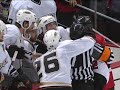Daniel Alfredsson shoots the puck on Niedermayer