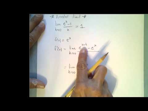 how to prove the derivative of e^x