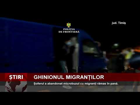 Un șofer a abandonat microbuzul cu migranți rămas în pană