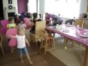 Aline and her friends having a birthday-party at our house.