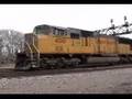 UP 4010 throttles up w/ WB manifest - West Chicago, IL.