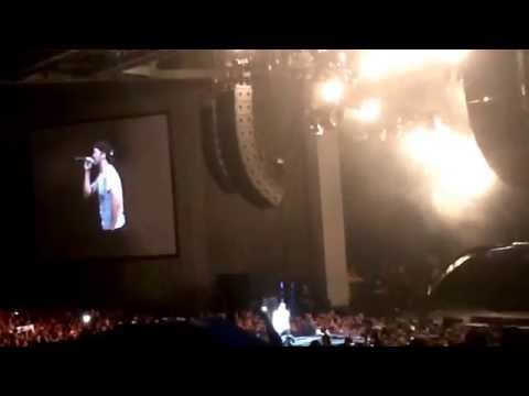 Luke Bryan Charlotte, NC 5-29-14. He falls halfway through and tells the crowd to upload it.