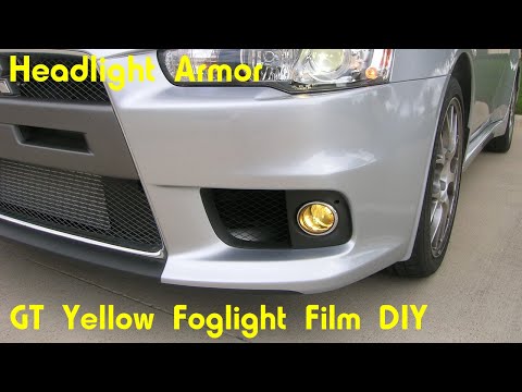 GT Yellow Fog Light Tint Protection Film Kit DIY – Headlight Armor  – Mitsubishi EVO X