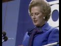 beleagured prime minister margaret thatcher makes pun during the 1981 conservative party conference speech: 