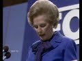 beleagured prime minister margaret thatcher makes pun during the 1981 conservative party conference speech: 