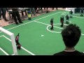 Footage from the RoboCup 2009 Humanoid League preliminaries, Darmstadt Dribblers (Cyan/light blue) vs. aiRobot (Magenta). Visit www.dribblers.de for further information, pictures and videos. You can also follow us on Twitter: twitter.com