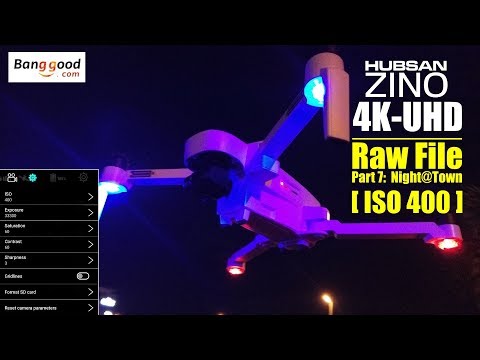 HUBSAN ZINO H117s 4K UHD drone -Part 7: 4K ISO 400 raw video at night above town