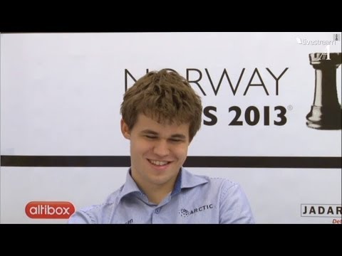 chess - Available in Full 1080p HD GM Magnus Carlsen analyzes his game after his win against GM Sergey Karjakin. Round 5 of the Norway Chess 2013.. May 13 2013 http:...