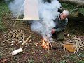 bushcraft survival basher shelter with resin fire part 2