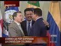 correa uribe y chávez superan crisis con un abrazo