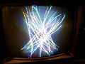 My friends and I exploring an interesting visual effect of the TV (pink lightning bolt) that appears to be coming out of the TV, but can only be seen through the CCD camera.