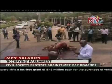 kenya - http://ntvuganda.co.ug/ Kenyan Civil Society activists have held a demonstration to protest MPs demand for a salary increase. The 'occupy Parliament' protest...