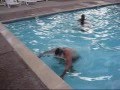 Jarron Gilbert jumps out of pool