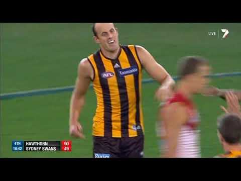 hawthorn - Highlights of all 18 of Hawthorn's goals against the Sydney Swans at the MCG. Includes interviews with Jarryd Roughead & Luke Hodge after the final siren.