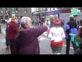 burberry workers demonstrate in the streets of treorchy