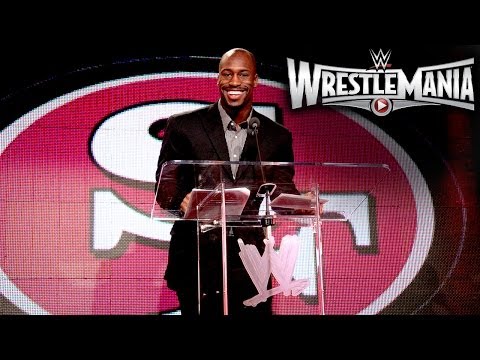 Conference - San Francisco 49ers Tight End, Vernon Davis, welcomes WWE and WrestleMania to the 49ers new home, Levi's Stadium, in 2015. http://www.wwe.com/shows/wrestlemania.