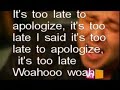 One Republic Ft. Timbaland - Apologize With Lyrics