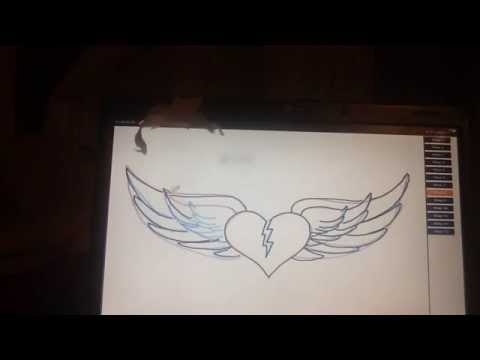 how to draw wings on a heart