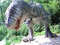 a movable and roaring dinosaur in the dino park at bratislava zoo.