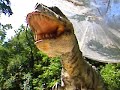 a movable and roaring dinosaur in the dino park at bratislava zoo.