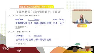臺灣南島語言叢書-06布農語結構教學影片- (第五集-焦點系統及存在、擁有、方位句 )