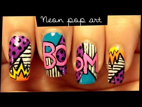 Neon Pop Art nail art