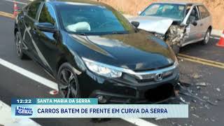 Santa Maria da Serra: carros batem de frente em curva da serra