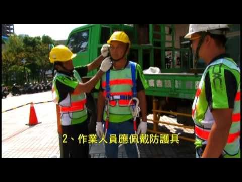 使用移動式起重機吊掛搭乘設安裝廣告招牌作業示範安全程序