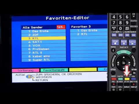 Sendersortierung mit Favoritenlisten beim Panasonic Festplattenrecorder DMR-EX84C