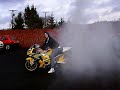 Sugar Ray Mel and Doctor Deano doing some burn-outs on their bikes. Music: Smooth Criminal - Alien Ant Farm