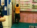 Kris doing finger pull ups at Avertical World in Dundee
