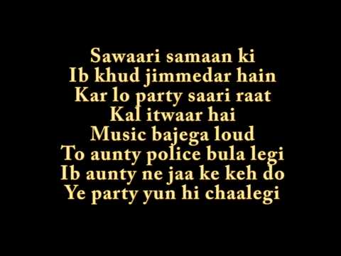 PARTY ALL NIGHT LYRICS - Boss song by HONEY SINGH