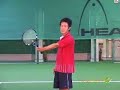 フォアボレー／フィニッシュのラケット位置、軌道