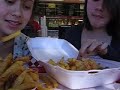 ignore the fact that andrea takes a bite of chicken, but i must recommend the crispy fries.