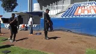 David Villegas en la practica con el ligamayorista, Salome Barojas de cara a la Temporada Invernal
