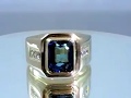 Vintage Estate 14k Men's Gold Ring with Diamonds & Gemstone