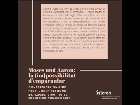 'Moses und Aron: la impossibilitat d'emparaular', amb Josep Barcons