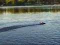 Proboat Miss Budweiser R/C hydro boat on Twin Lake. Proboat Miss Budweiser R/C hydro boat on Twin Lake.