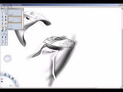 wacom tablet - Using Autodesk Sketchbook Pro to design a games-controller (1.5x realtime)