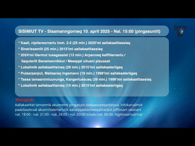 Sisimiut TV - Livestream lokal tv 10.04.2025