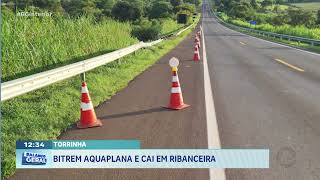 Torrinha: Bitrem aquaplana e cai em ribanceira