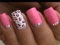 Pink Leopard nail art tutorial In rhinestones designs for beginners cute nail polish ideas | via Tumblr