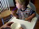 Nash feeding himself!