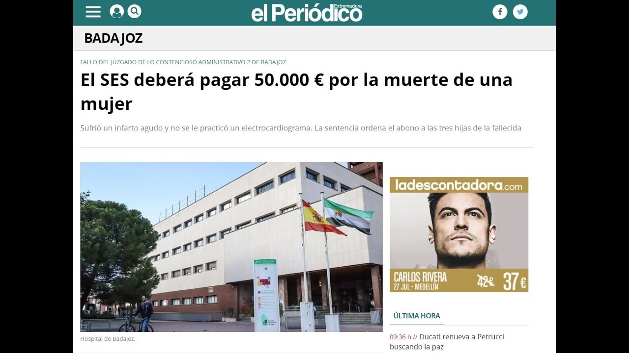 Condena al SES por Negligencia Médica en el Hospital Infanta Cristina de Badajoz