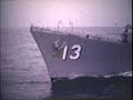 USS Hoel DDG-13 passing alongside USS Blue DD-744