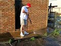Power Washing a Sidewalk