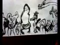 小2夏休みの宿題---水墨画百鬼夜行 monstars on 30M